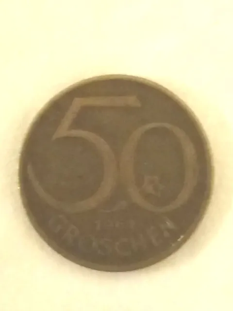 1961 Austria 50 groschen coin. Circulated & Collectable!