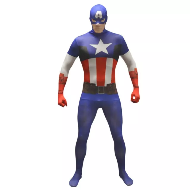 Costume Abito Ufficiale Marvel Captain America Morphsuit Adulto Supereroe