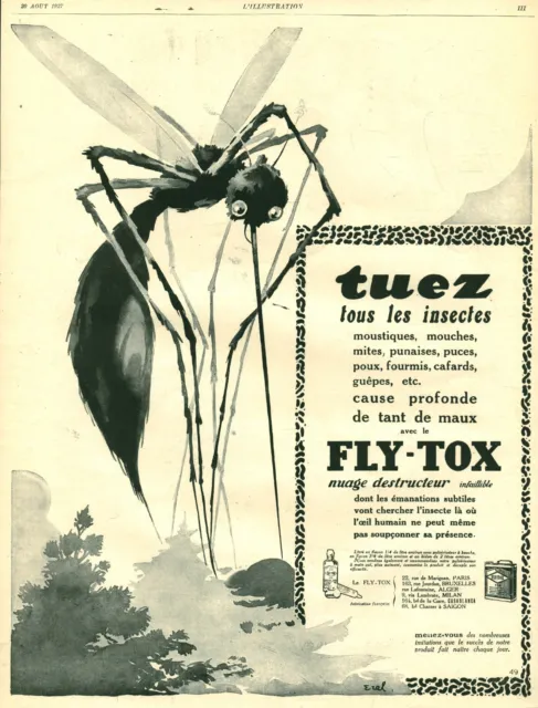 Publicité ancienne Fly-Tox 1927 issue de magazine Eral