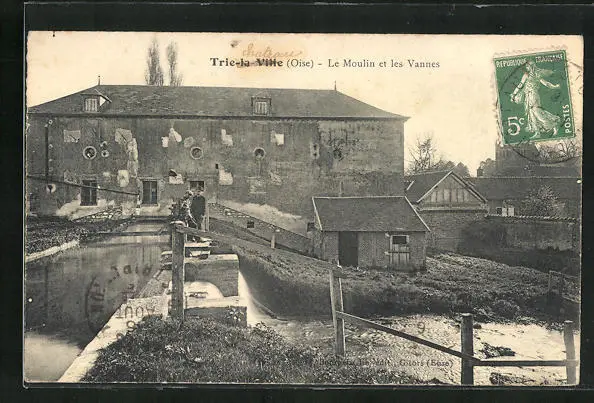 CPA Trie-la-Ville, Le Moulin et les Vannes