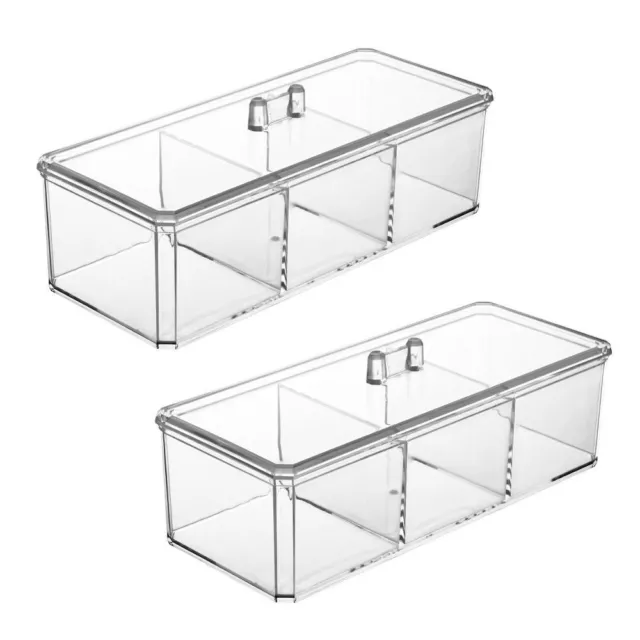 2 Pcs Clear Storage Box with Lid Bathroom Organizer Bathroom Canisters  Bedroom