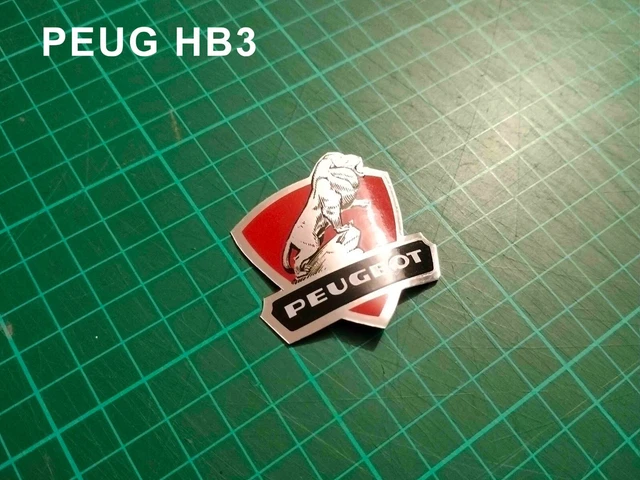 STICKERS PLAQUES HEADBADGE PEUGEOT support aspect métal brillant 4