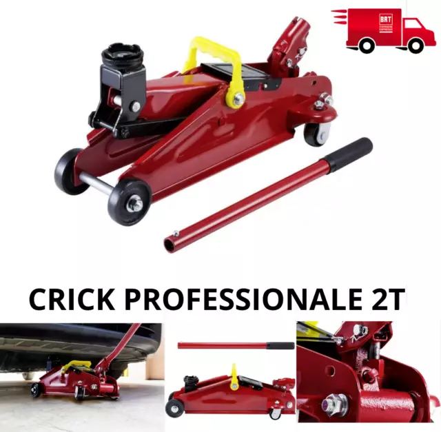 Crick Idraulico 2 T Carrello Sollevatore Basso Professionale Cric Tonnellate