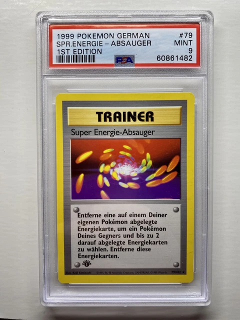 PSA 9 Super-Energie-Absauger Karte 1st Edition Base Set German Pokemon Trainer