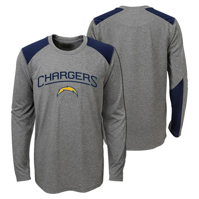 Los Angeles Chargers NFL Youth's Grey Half Moon Long Sleeve Performance T-Shirt
