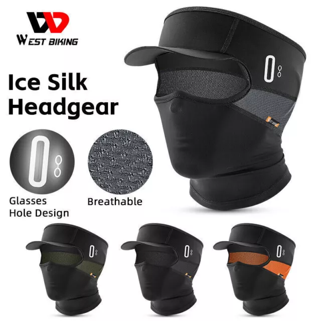 WEST BIKING Summer Sun Hat Cycling Full Face Mask Sports Cap Brim UV Protection