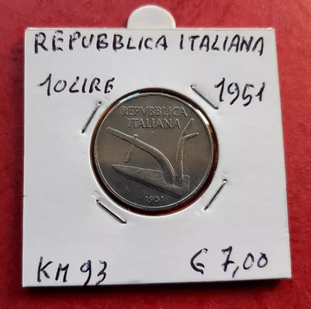 10 Lire 1951 Spighe KM# 93 - Repubblica Italiana ( 1946 - 2001 ) ITALIA