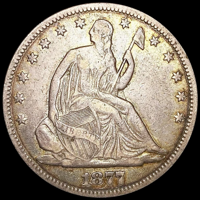 1877 Seated Liberty Half Dollar Coin NEARLY UNCIRCULATED