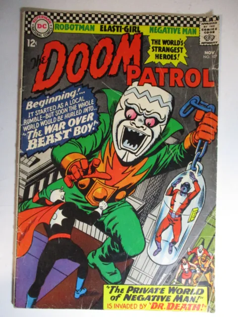 Doom Patrol #107 Private World of Negative Man, Beast Boy, VG, 4.0, White Pages