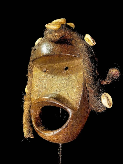 Dan Mask with Thatched Beard Authentic Carved African tribal Wood Art-6618
