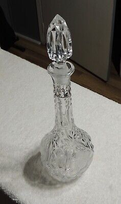 Vintage Clear Cut Crystal Glass Liquor Decanter With Stopper