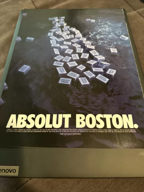 1998 Absolut Vodka Print Ad ABSOLUT BOSTON (tea Party)