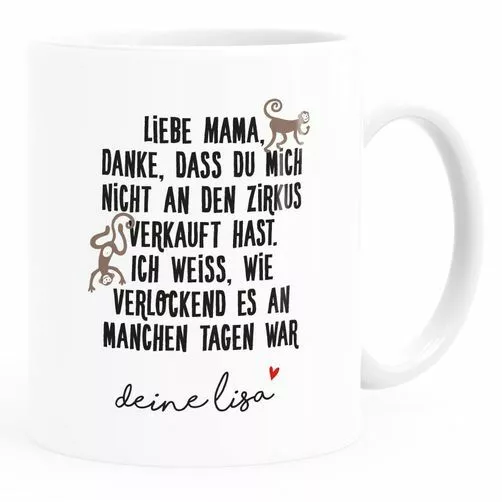 Kaffee-Tasse Geschenk für Mama Tochter Sohn Spruch lustig personalisiert mit