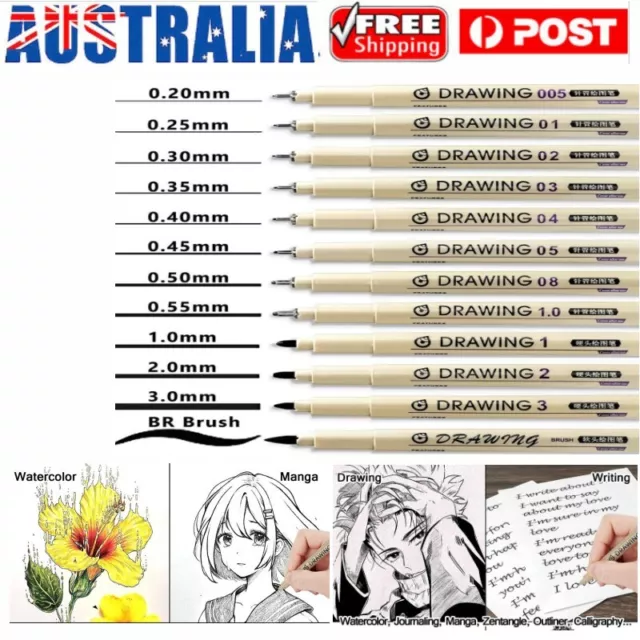 12Pcs Micro Fineliner Drawing Art Pens Drawing Manga Drawing Ink Pen Fineliner