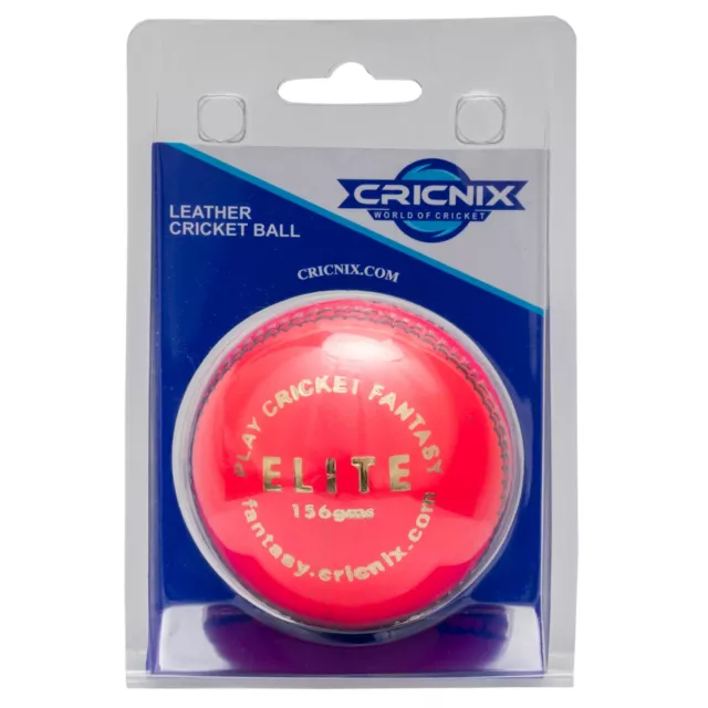 Cricnix Cricket Ball Elite Pink Leather 156g (1-Pack/3-Pack/6-Pack)