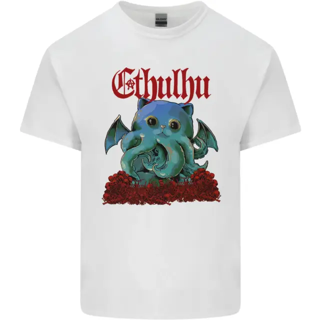 T-shirt top da uomo in cotone Cathulhu divertente gatto Cthulhu parodia Kraken 2