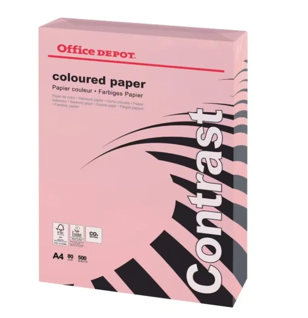 Office Depot DIN A4 Farbiges Papier pink 80 g/m² Glatt 500 Blatt