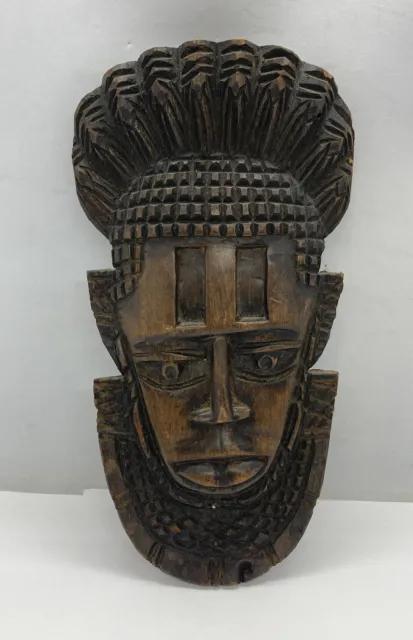 African Hand Carved Idia Queen Mother  Mask - Benin, Nigeria TRIBAL ART Repaired