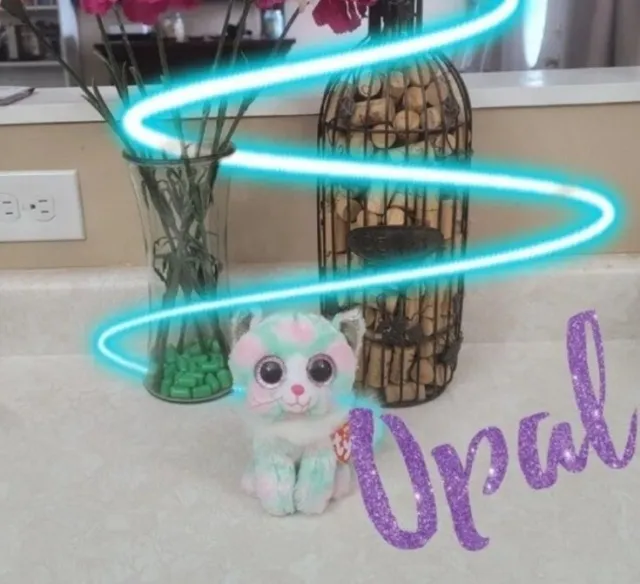 Ty Beanie Boos 6" Glitter Big Eyes Tysilk Opal Pastel Cat
