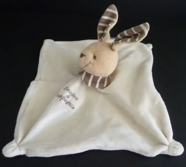 37. DOUDOU ET COMPAGNIE PLAT LAPIN BLANC col rayé marron -  juste BE