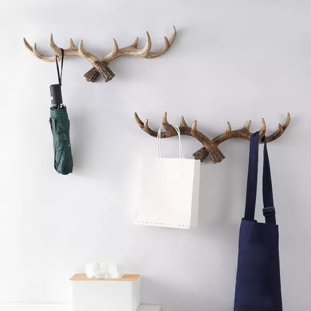 Animal Stags Deer Horn Hook Resin Wall Hanger Clothes Rack Key Holder Decoration