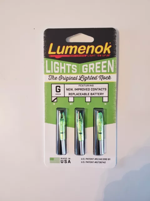 Lumenok ~  Lighted Nock Signature Series ~ Green 3pk ~  SL3G ~ New