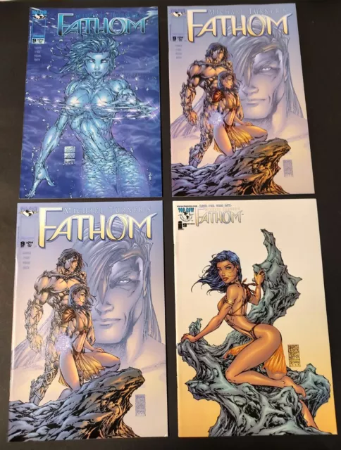 Fathom #9 Lot of 4 Variants & Standard Cover NM Michael Turner Top Cow Image