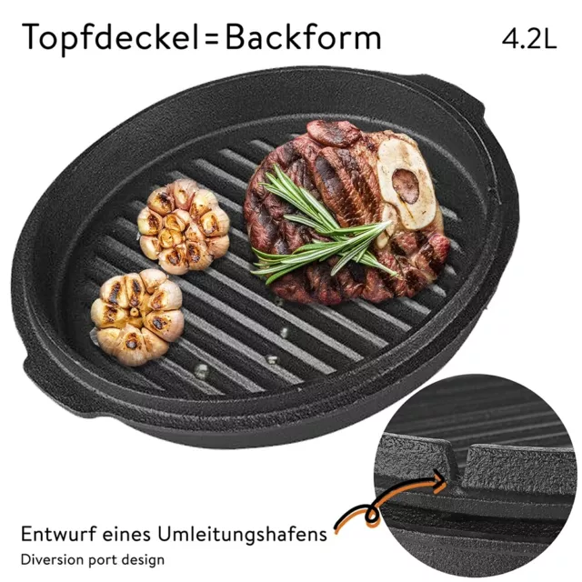 Dutch Oven Feuertopf Gusstopf Kochtopf Gusseisen Potjie Camping Kochgeschirr 3