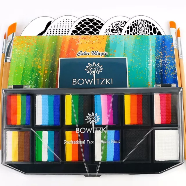 Bowitzki Professional Face Painting Kit for Kid Adults Split Cake Party Events