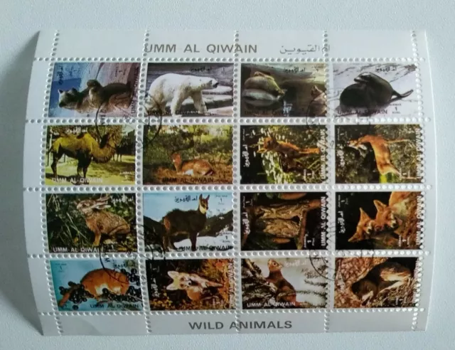 Kleinbogen Briefmarken Wildtiere Tiere UMM AL QIWAIN Mi. 1130-1145A