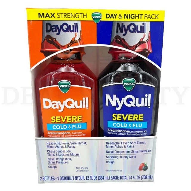 VICKS DAYQUIL AND NyQuil Severe Cold & Flu Relief Liquid - 12 fl oz 2pk ...