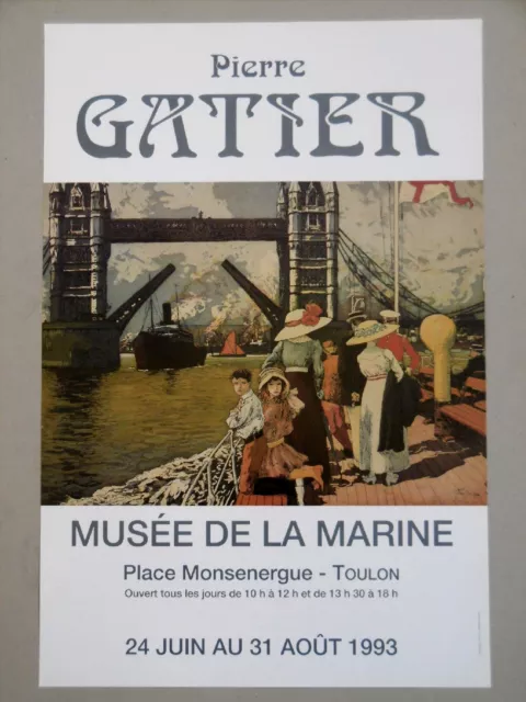 GATIER Pierre Affiche originale Marine Tower Bridge London artistes français 93