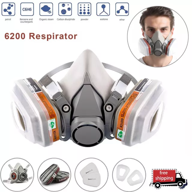 For 6200 Half Face Gas Mask Protective Respirator Painting Spraying Workshop UK