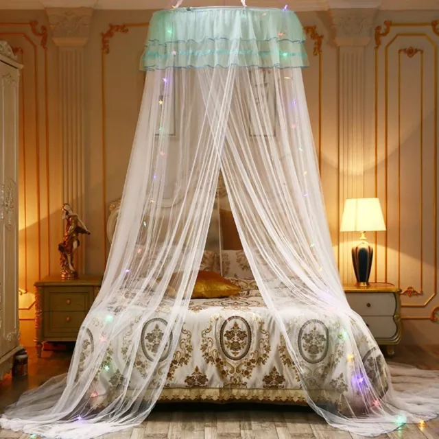 Solid Color Mosquito Net with LED light Dome Bed Netting  Home Decoration