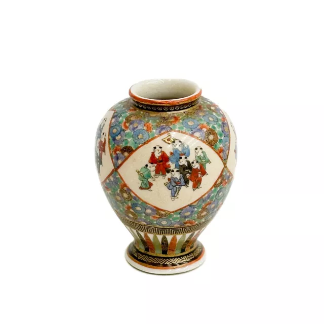 Kinkozan Japanese Satsuma Hand Painted Miniature Porcelain Vase