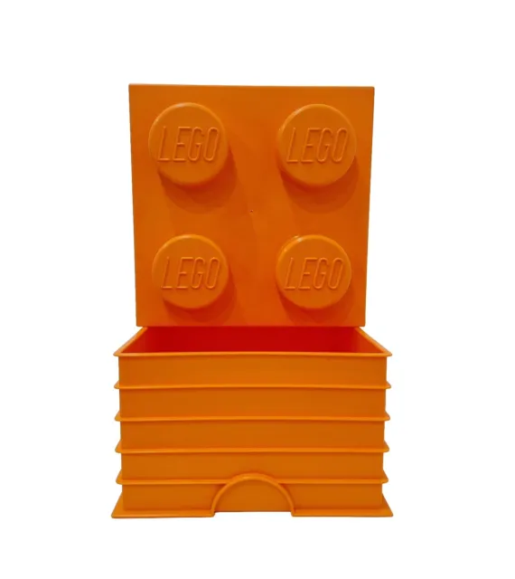 LEGO Brick 4 Knobs Stackable Storage Box | Bright Orange 5.7 Litre
