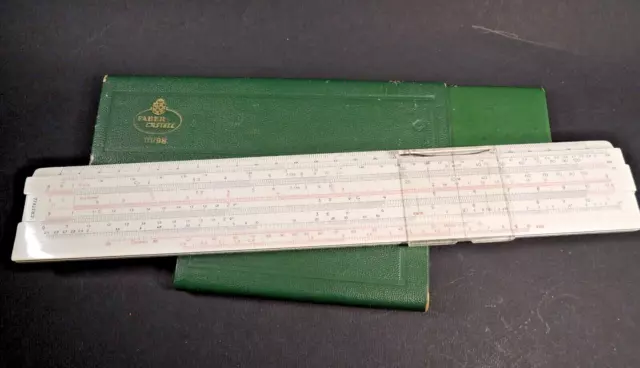 Vintage AW Faber-Castell 111/98 Elektro Slide Ruler-In Case-Made In Germany