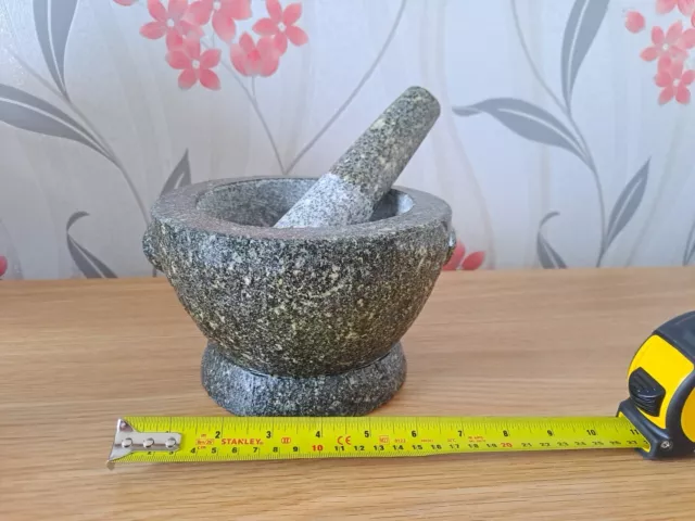 Large Heavy Granite Pestle & Mortar 7 Inches Wide