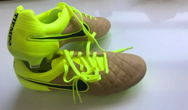 Nike Tiempo Legend V Canvas/Volt Yellow and Brown Leather Size 7 - New - No Box