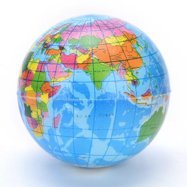 Earth Globe Stress Relief Bouncy Foam Ball Kids World Atlas Geography Map XBU-yu