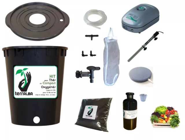 Kit complet 20L noir pour thé compost aéré : pompe filtre... tea compost brewer