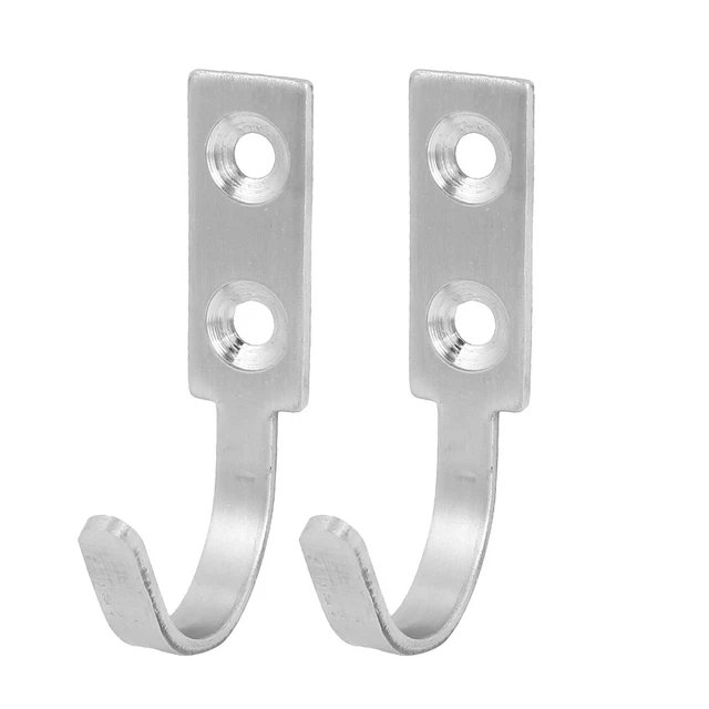 Clothes Bag Coat Wall Mount J Shaped Stainless Steel Hook Hanger 2pcs