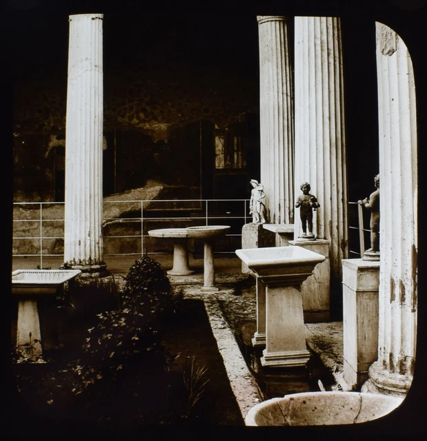 ANTIQUE Magic Lantern Slide HOUSE OF THE VETTIORUM POMPEII C1890 PHOTO ITALY