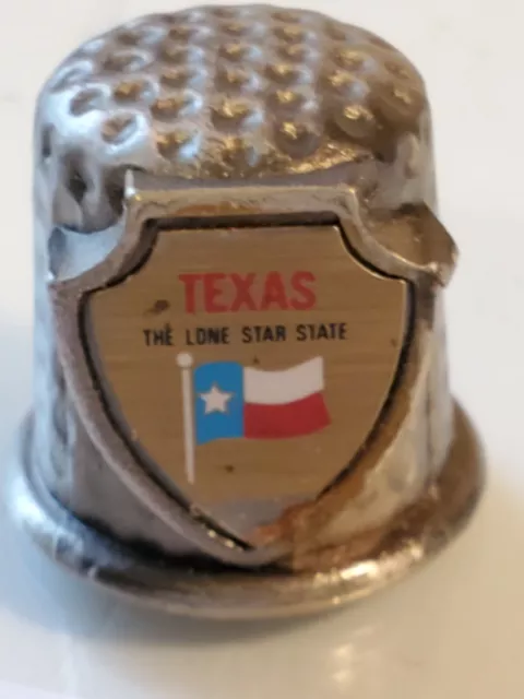 Vintage Pewter Thimble Texas the Lone Star State made in Japan box6