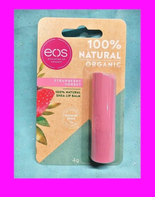 eos 100% Natural Organic Shea LIP BALM Hydrating Chap Stick STRAWBERRY SORBET!!!