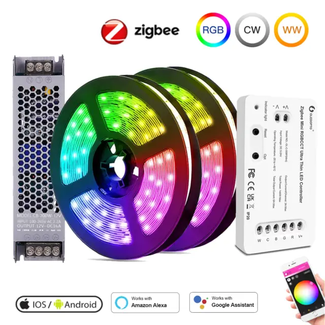 5m-20m Zigbee RGB+CCT LED Stripe Leiste Streifen 5050 Band Licht-Leiste F Alexa