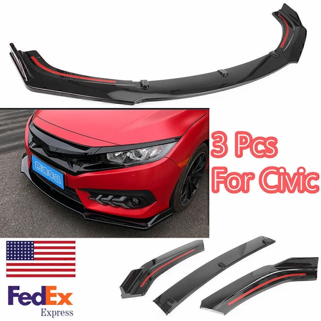 Car Front Bumper Cover Lip Spoiler Splitter For Honda Civic 2016-2020 2019 Black
