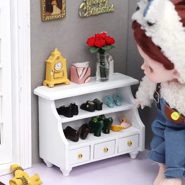 1pc White Low Cabinet Dollhouse Miniature 1:12 Cupboard Decoration Accessories