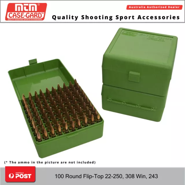 Mtm 100 Round Flip-top Rifle Ammo Box 22-250, 308 Win, 243  #rm-100-10