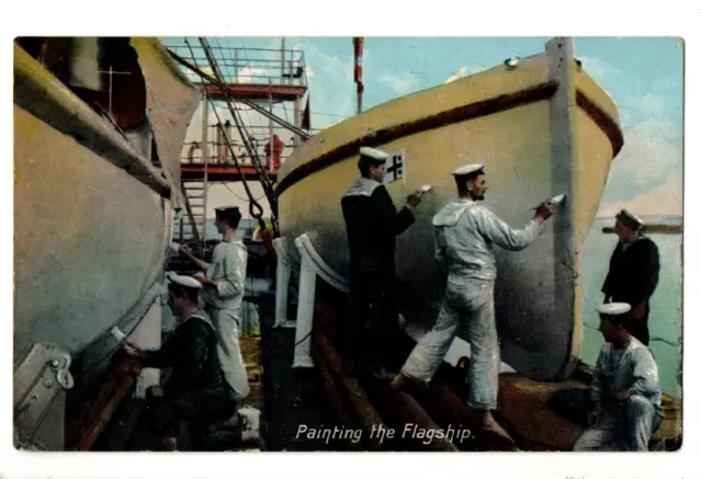 Military Naval Postcard - Painting The Flagship. 1907.